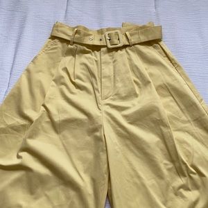 High rise yellow SHEIN belted pants